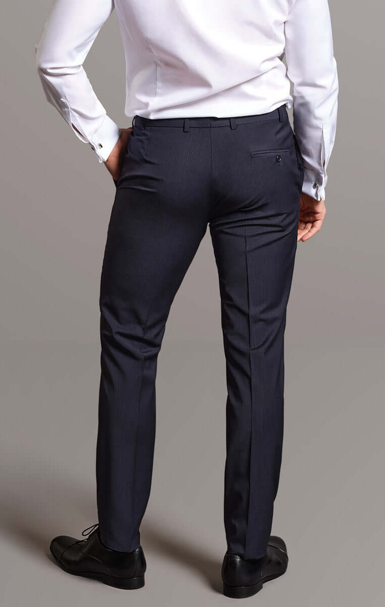 The Ackley - Navy Blue Pinstripe Trousers