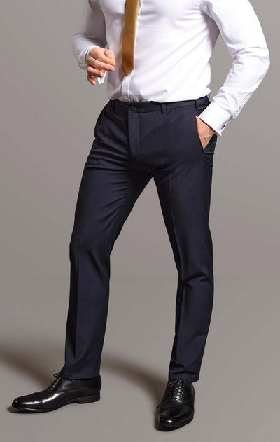 The Ackley - Navy Blue Pinstripe Trousers