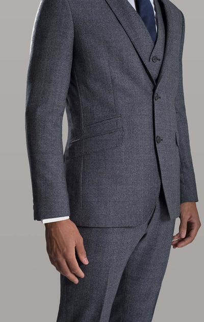 The Minster - Grey & Blue Prince of Wales Check Three Piece Suit - Tom Percy