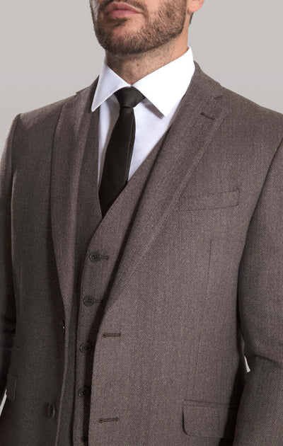 The Wainhouse - Brown Herringbone Tweed Three Piece Suit - Tom Percy